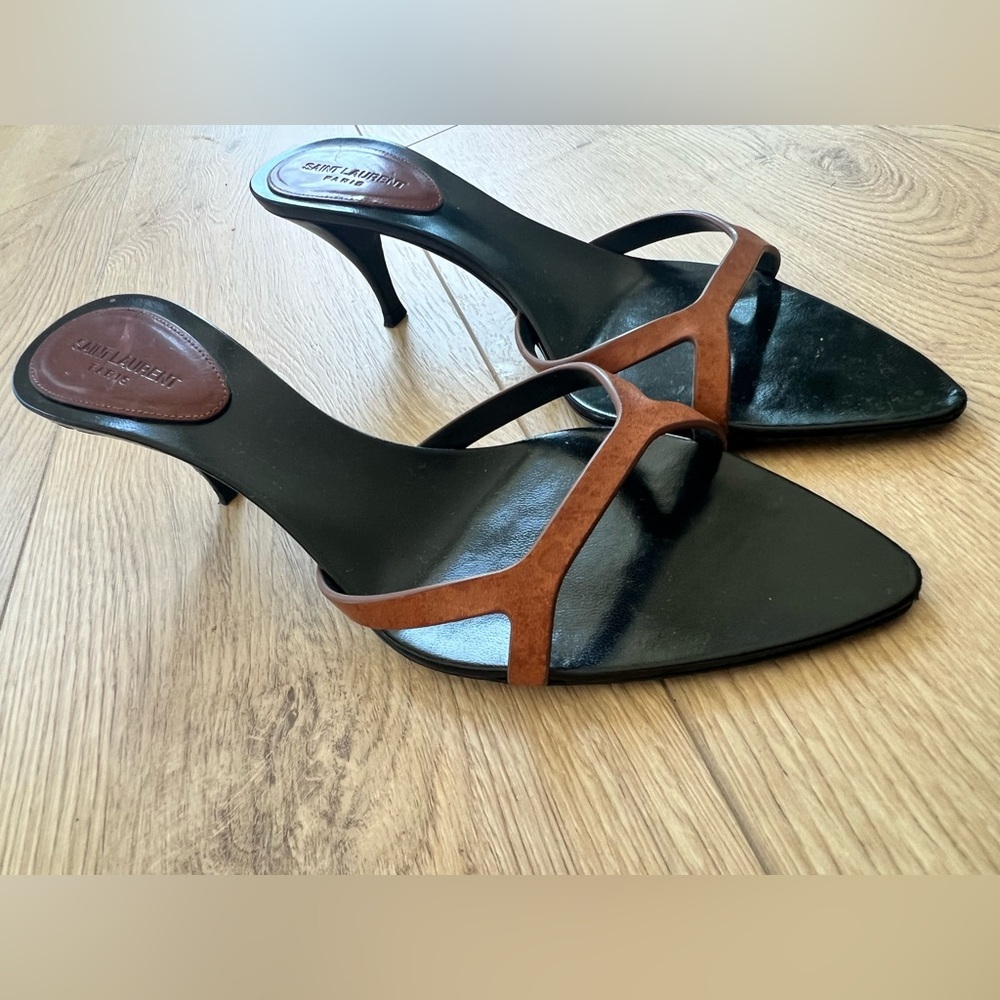 Saint Laurent Black and Tan Heels 38.5